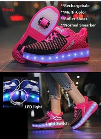 img 3 attached to 👟 Nsasy Kids Roller Shoes - Sport Sneakers with LED and Wheels for Boys and Girls, Perfect Christmas and Birthday Children's Gift