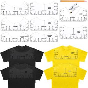 img 4 attached to 👕 10-in-1 T-Shirt Ruler Guide: Perfect Alignment Tool for V-Neck Design, Adult & Youth Sizes with 8 Soft Rulers and Pen - Transparent