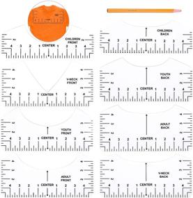 img 3 attached to 👕 10-in-1 T-Shirt Ruler Guide: Perfect Alignment Tool for V-Neck Design, Adult & Youth Sizes with 8 Soft Rulers and Pen - Transparent