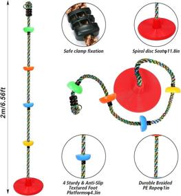 img 3 attached to 🌳 Odoland Climbing Rope Tree Platforms Swing with Tree Strap - Ultimate Outdoor Playground Swingset Accessories for Kids - Multi-functional Disc Swings Seat, Tire Saucer & Tree House Swing - Fun Outside Playset Toys for Children