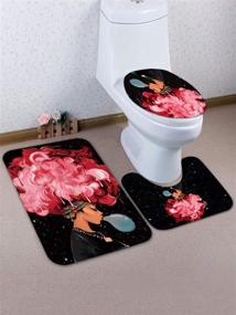 img 1 attached to 🛀 AO BLARE Traditional Red Hair African Black Women 3 Piece Bath Mat Set - Soft, Washable, and Skidproof