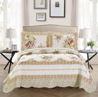 🌸 fancy collection floral bedspread twin size with off white, green, purple, and pink design - luxury 2pc bed cover (68"x 90") logo