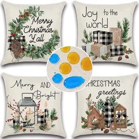 img 4 attached to 🎄 Bontalc 18x18 Waterproof Christmas Pillow Covers - Stylish Home & Outdoor Decor - Set of 4