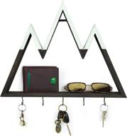 🗻 mountain shelf with key holders | decorative wall key holder and floating shelf for mountain decor in entryway, kitchen, bedroom, nursery, and cabin | key hangers and wall jewelry organizer logo