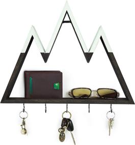 img 4 attached to 🗻 Mountain Shelf with Key Holders | Decorative Wall Key Holder and Floating Shelf for Mountain Decor in Entryway, Kitchen, Bedroom, Nursery, and Cabin | Key Hangers and Wall Jewelry Organizer