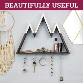 img 2 attached to 🗻 Mountain Shelf with Key Holders | Decorative Wall Key Holder and Floating Shelf for Mountain Decor in Entryway, Kitchen, Bedroom, Nursery, and Cabin | Key Hangers and Wall Jewelry Organizer