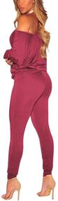img 2 attached to 👗 Comfortable and Stylish Women's Shoulder Tracksuit Sweatsuit Jumpsuit - Stretchy and Trendy Clothing