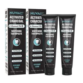 img 4 attached to 🦷 Nuva Dent Activated Charcoal Toothpaste with Coconut Oil for Teeth Whitening – Safe, Natural Cleaning Paste for Kids and Adults - Fluoride and Sulfate Free! Cool Mint Flavor, 2 Pack