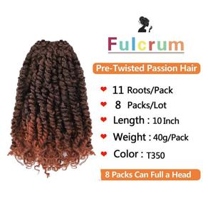 img 3 attached to 🧶 Fulcrum Pre-Twisted Passion Twist Crochet Hair 10 Inch - 8 Packs of Pre Looped Synthetic Braids for Bohemian Crochet Pretwisted Extensions (10Inch (Pack of 8), T350#)