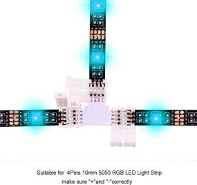 img 1 attached to 🔌 5050 RGB LED Strip Connector Kit - 10mm with Extension Cable, 12x Jumper, 10x L Connectors, 2X T Connector, 10x Gapless Connectors, 20x Strip Clip