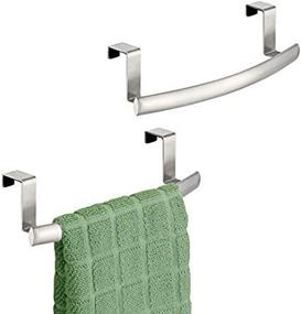 img 2 attached to 🔗 mDesign Over Cabinet Towel Rack - Curved Steel Storage - Hang on Cabinet or Door - Kitchen and Bathroom Towel Bar and Holder - Holds Hand Towels and Washcloths - Spira Collection - 2 Pack - Brushed/Chrome