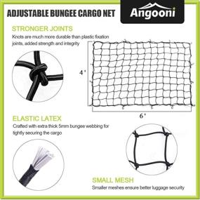 img 3 attached to Angooni Heavy Duty Truck Bed Cargo Net, 4x6 Ft (Expands to 8x12 Ft), Small Mesh Holes Bungee Cargo Net with 12 Premium Metal Carabiner Clips – Ideal for Pickup Trucks