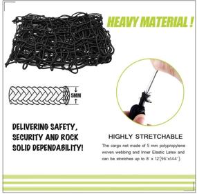 img 2 attached to Angooni Heavy Duty Truck Bed Cargo Net, 4x6 Ft (Expands to 8x12 Ft), Small Mesh Holes Bungee Cargo Net with 12 Premium Metal Carabiner Clips – Ideal for Pickup Trucks