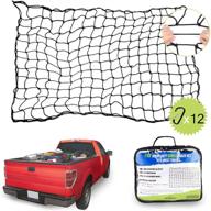 angooni heavy duty truck bed cargo net, 4x6 ft (expands to 8x12 ft), small mesh holes bungee cargo net with 12 premium metal carabiner clips – ideal for pickup trucks logo