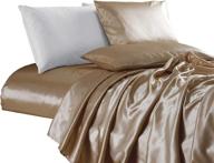 🛏️ chic and luxurious chezmoi collection bridal satin sheet set in champagne - california king, 4-piece logo