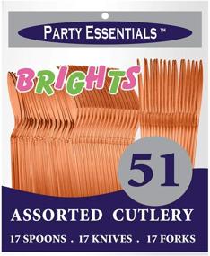 img 2 attached to 🍽️ Neon Orange Party Essentials: 51 Piece Hard Plastic Cutlery Combo Pack for 17 Place Settings