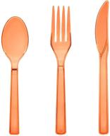 🍽️ neon orange party essentials: 51 piece hard plastic cutlery combo pack for 17 place settings logo