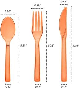 img 3 attached to 🍽️ Neon Orange Party Essentials: 51 Piece Hard Plastic Cutlery Combo Pack for 17 Place Settings