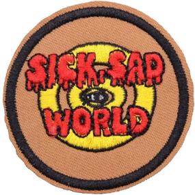 img 1 attached to 🌎 Poor Sick Sad World Letter Motorcycle Biker Jacket Patch: U-Sky Sew/Iron on Patches for Clothes - Shop Now!