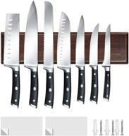 🔪 магнитный держатель для ножей на стену - 16 дюймов, магнитная подставка для ножей hoshanho, деревянные магнитные полоски для ножей из акации - эффективное хранение кухонных ножей и инструментов. логотип