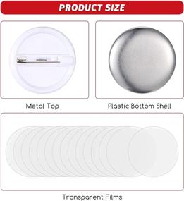 img 3 attached to 🔘 250 Sets Round Button Parts: Metal Button Making Supplies for DIY Pin Maker - 1 Inch Diameter, Include Metal Shells, Plastic Clips, and Bottom Plastic Films for Button Maker Machine