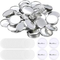 🔘 250 sets round button parts: metal button making supplies for diy pin maker - 1 inch diameter, include metal shells, plastic clips, and bottom plastic films for button maker machine logo