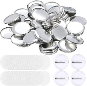 img 4 attached to 🔘 250 Sets Round Button Parts: Metal Button Making Supplies for DIY Pin Maker - 1 Inch Diameter, Include Metal Shells, Plastic Clips, and Bottom Plastic Films for Button Maker Machine