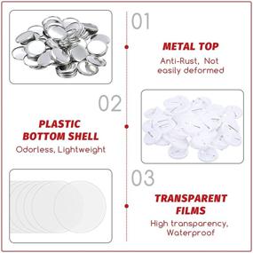 img 2 attached to 🔘 250 Sets Round Button Parts: Metal Button Making Supplies for DIY Pin Maker - 1 Inch Diameter, Include Metal Shells, Plastic Clips, and Bottom Plastic Films for Button Maker Machine