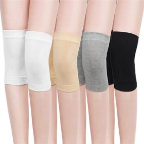 img 4 attached to 🧦 Set of 4 Knee Warmers Knee Braces Sleeve Supports for Women Men, Leg Warmers for Winter Warmth during Cycling, Skiing, and Running. Knee Brace Pad, Knee Pads Sleeve, Knee Warmers in White, Black, Nude, and Gray.