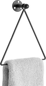 img 4 attached to 🔘 Stylish Matte Black Triangle Metal Towel Ring for Wall Mount – MyGift Bathroom & Kitchen Towel Holder