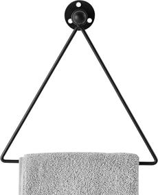 img 2 attached to 🔘 Stylish Matte Black Triangle Metal Towel Ring for Wall Mount – MyGift Bathroom & Kitchen Towel Holder