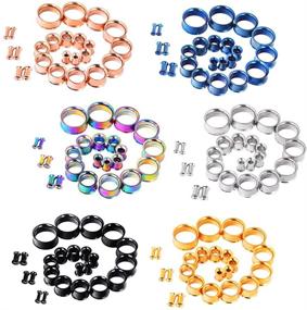 img 1 attached to 🔒 JOYTOYOU 12-Piece Set of Stainless Steel Ear Plugs | Large Double Flare Alloy Gauges | Stretching Screw Fit Tunnels | Gauges 8g - 1 inch