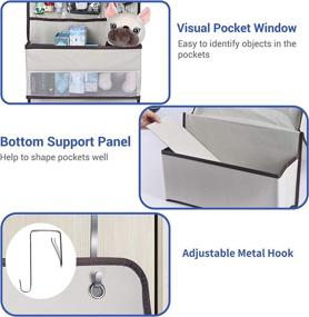 img 1 attached to 🚪 NesTidy Over The Door Organizer Storage - 4 Large Capacity Pockets & 3 Small Pockets, Beige, 1 Pack