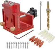 🔨 puncher drill guide dowel jig kit with pocket hole, oblique angle & clamp for woodworking diy. aluminum carpentry tool set with 9mm drill bit. logo