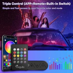 img 3 attached to Bluetooth App Controlled Car Interior Lights: Megulla 4PC Underdash Lighting Kits with Remote, USB RGB LED Strip Lights for Cars Trucks - 16 million Colors, Sync to Music, Timer, and Universal Fit