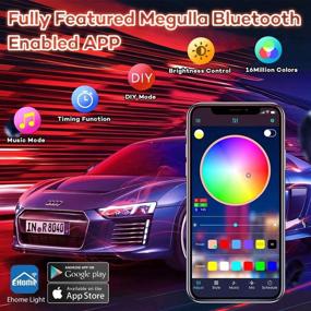 img 2 attached to Bluetooth App Controlled Car Interior Lights: Megulla 4PC Underdash Lighting Kits with Remote, USB RGB LED Strip Lights for Cars Trucks - 16 million Colors, Sync to Music, Timer, and Universal Fit