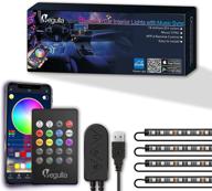 bluetooth app controlled car interior lights: megulla 4pc underdash lighting kits with remote, usb rgb led strip lights for cars trucks - 16 million colors, sync to music, timer, and universal fit logo