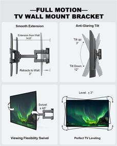 img 3 attached to 📺 ERGO TAB Full Motion TV Wall Mount Bracket for 26-55 Inch LED LCD OLED Flat and Curved TVs - Dual Articulating Swivel Arms, Extension, Tilt, and Rotation - Max VESA 400x400mm - Holds up to 99 lbs