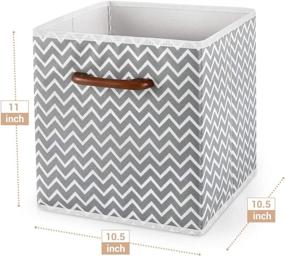 img 2 attached to 📦 MaidMAX Set of 6 Cloth Storage Bins with Wooden Handle - Foldable Gray Chevron Baskets for Home Closet Bedroom Organization