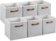 📦 maidmax set of 6 cloth storage bins with wooden handle - foldable gray chevron baskets for home closet bedroom organization logo