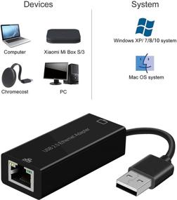 img 1 attached to 🔌 Адаптер Ethernet Rybozen USB 2.0 для Windows, MacBook, Surface - Быстрая проводная сеть LAN RJ45 адаптер, 10/100 Мбит/с, совместимый с Mac OS, Chromebook, Linux