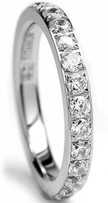 img 3 attached to Women's Titanium Eternity Engagement Wedding Zirconia Jewelry