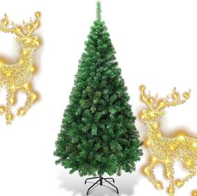 img 4 attached to 🎄 6FT Green Artificial Christmas Tree with 1000 Tips - Vantiorango Xmas Tree with Metal Stand