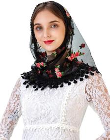 img 3 attached to Triangle Embroidered Covering Mantilla Champagne