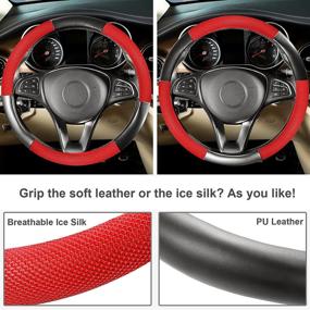 img 2 attached to SEG Direct Steering Wheel Cover With Leather And Breathable Viscose Interior Accessories