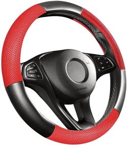 img 3 attached to SEG Direct Steering Wheel Cover With Leather And Breathable Viscose Interior Accessories