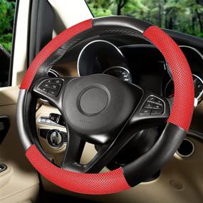 img 4 attached to SEG Direct Steering Wheel Cover With Leather And Breathable Viscose Interior Accessories