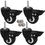 🛒 mysit set of 4 m8x25 stem casters with brake lock - heavy duty 2 inch pu rubber swivel castor wheels for shopping trolley - threaded stem bolt with nuts логотип