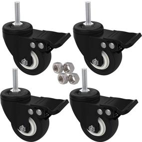 img 4 attached to 🛒 MySit Set of 4 M8x25 Stem Casters with Brake Lock - Heavy Duty 2 Inch PU Rubber Swivel Castor Wheels for Shopping Trolley - Threaded Stem Bolt with Nuts