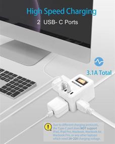 img 3 attached to 💪 Удлинитель с USB C и плоским штекером - 6 футов, путешественникам дружелюбная зарядная станция с 3 розетками и 4 USB-портами (15.5W/3.1A), без протектора от перенапряжения, для круизного судна, модель 702-6-B